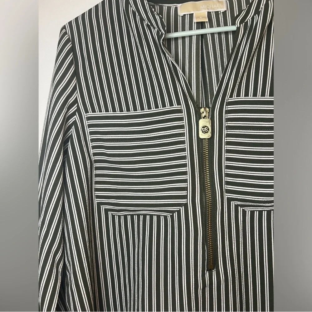 Michael Kors - Green and White Striped Blouse - Size Small - Picture 3 of 8